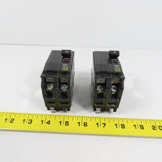 Square D Type QO 30A 2-Pole Plug-On Circuit Breaker Lot Of 2