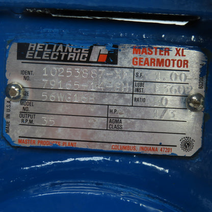 Reliance 56WG16B 50:1 Ratio Right Angle Gear Reducer 1/3HP 35RPM Output