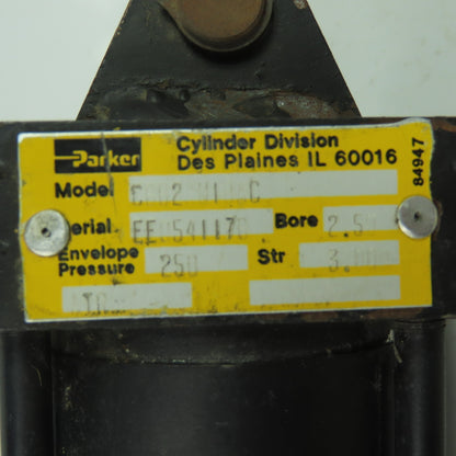 Parker CBB2AUIBAC Double Acting Hydraulic Cylinder 3" Stroke 2.5" Bore 250PSI