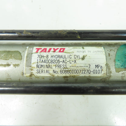 Taiyo 70H8 1TA40CB205-AC-L-X Double Acting Hydraulic Cylinder 40mm Bore 205mm S