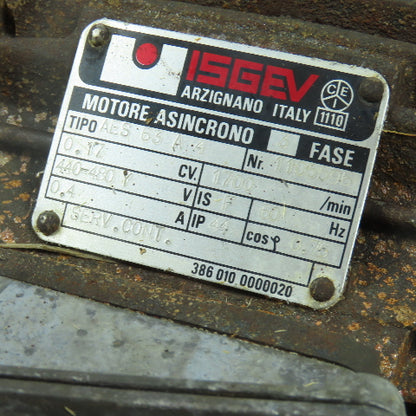 Isgev AES 63 A 4 0.17CV AC Electric Motor 1700RPM 440-480V 60HZ IP44 11mm Shaft