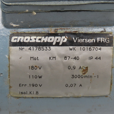 Groschopp WK 1016704 180V Gear Motor 110W