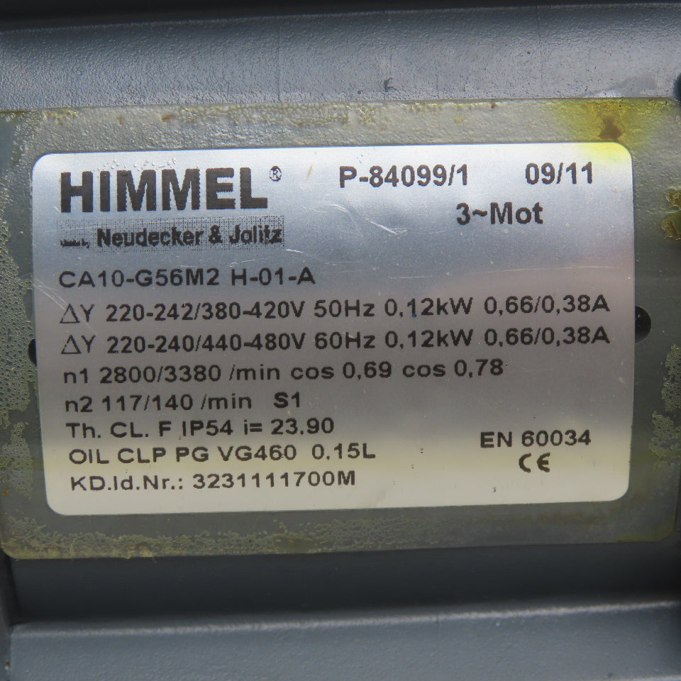 Himmel CA10-G56M2 23.90:1 Ratio 117/140RPM .12kW 220-480V 50/60Hz Gearmotor