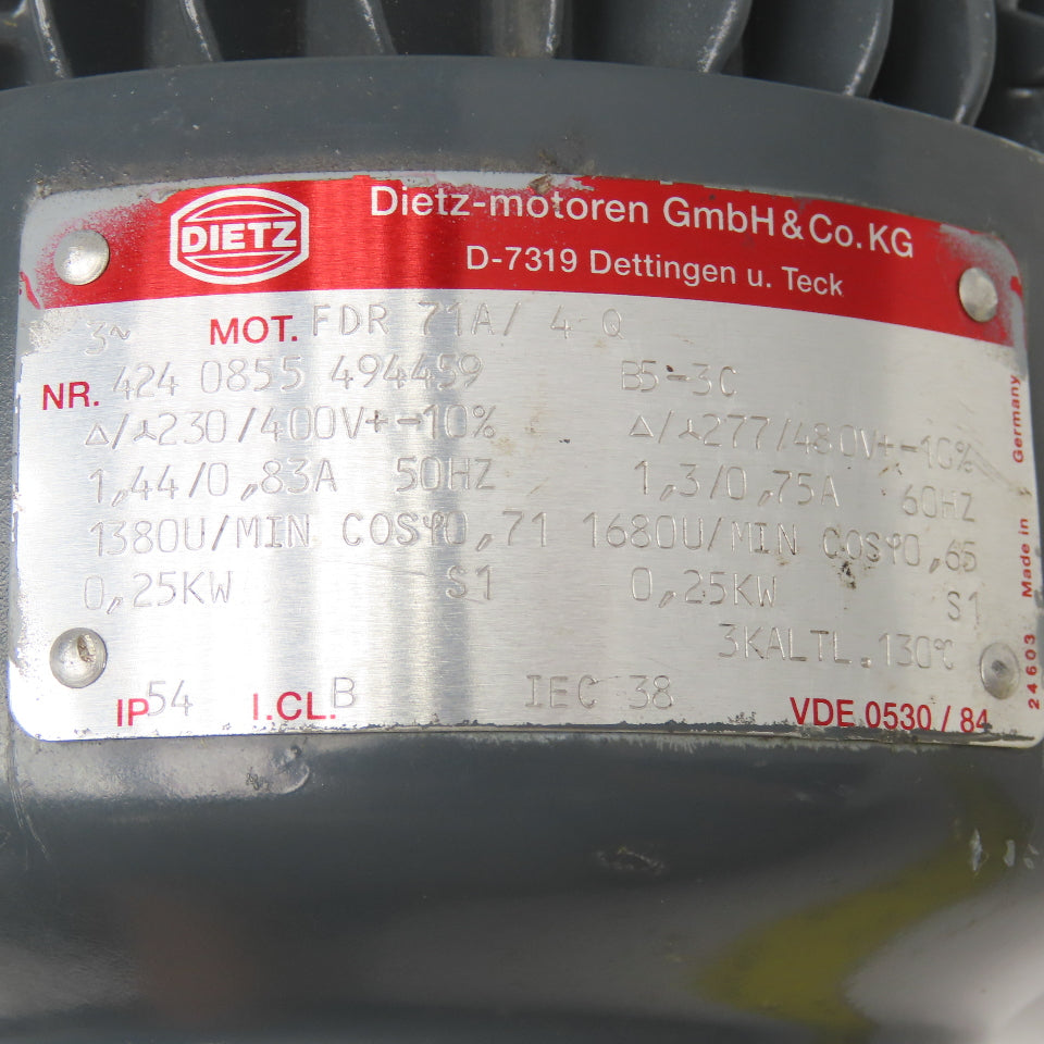 Stober C002N-0230-D71K4TF 277/480V 50/60Hz Gear Motor 0.25kW 3Ph