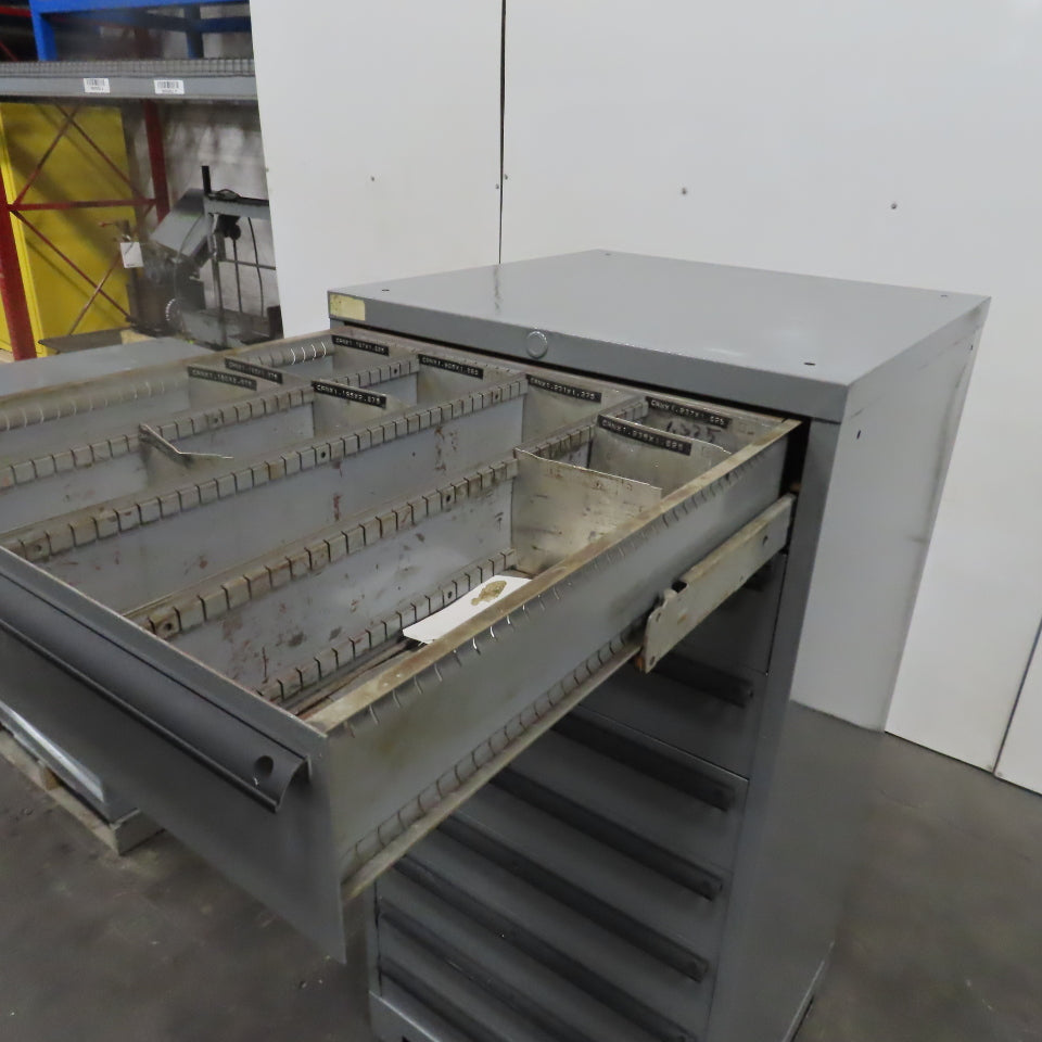 Lista 9 Drawer Industrial Small Parts Tool Storage Cabinet 28 x 28 x 60" Painted