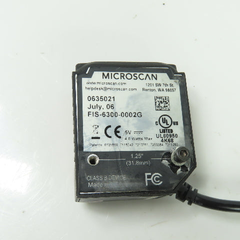 Microscan FIS-6300-0002G Mini Quadrus Barcode Scanner 5VDC W/IC-332