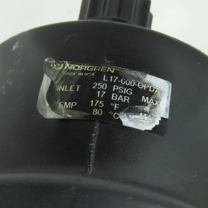 Norgren L17-600-OPDA Pneumatic Oiler Lubricator 3/4" Ports 250 PSI Max Inlet