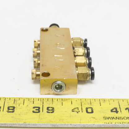 4 Port Lubrication Mister Manifold Individual Adjusters 1/8" NPT