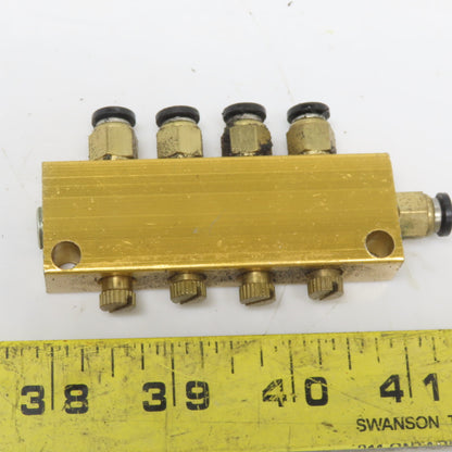 4 Port Lubrication Mister Manifold Individual Adjusters 1/8" NPT