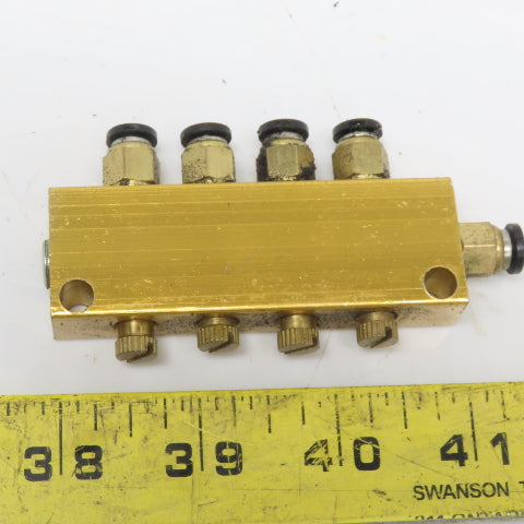 4 Port Lubrication Mister Manifold Individual Adjusters 1/8" NPT