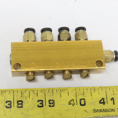 4 Port Lubrication Mister Manifold Individual Adjusters 1/8" NPT