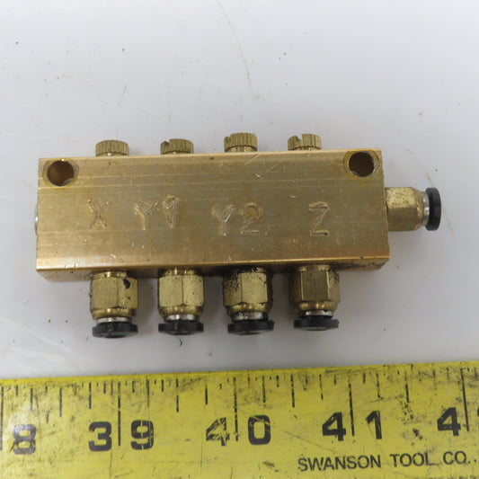 4 Port Lubrication Mister Manifold Individual Adjusters 1/8" NPT