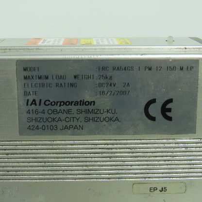IAI ERC-RA54GS-I-PM-12-150-M-EP 24VDC Robo Cylinder Actuator 150mm Stroke 2A