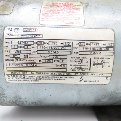 Emerson G247EX 1/2Hp 1Ph 110/220V 50/60Hz Vacuum Pump Cross Threaded Ports AS/IS