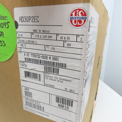 Nidec HD30P2EC 30Hp 1775 RPM 230/460V 3Ph 50/60Hz AC Motor
