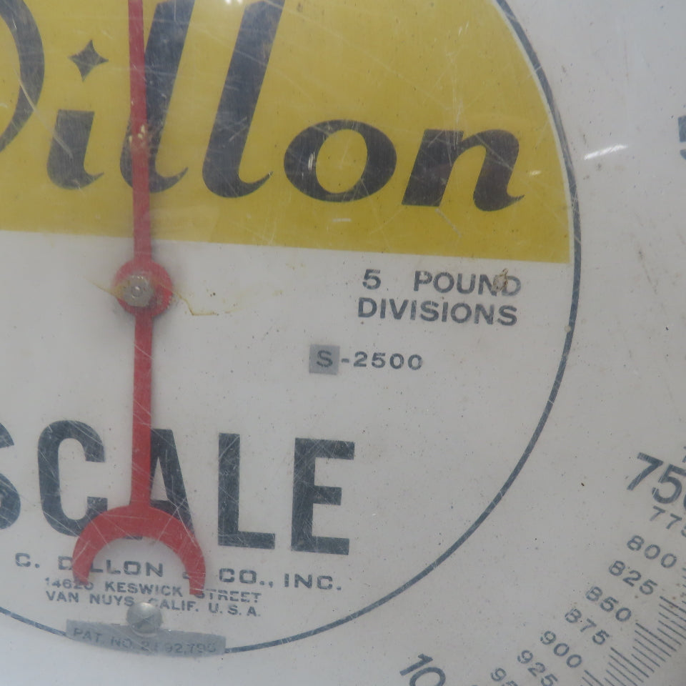 Dillon S-2500 0-2500Lbs Capacity Hanging Scale 5Lbs. Increments 16" Face Width
