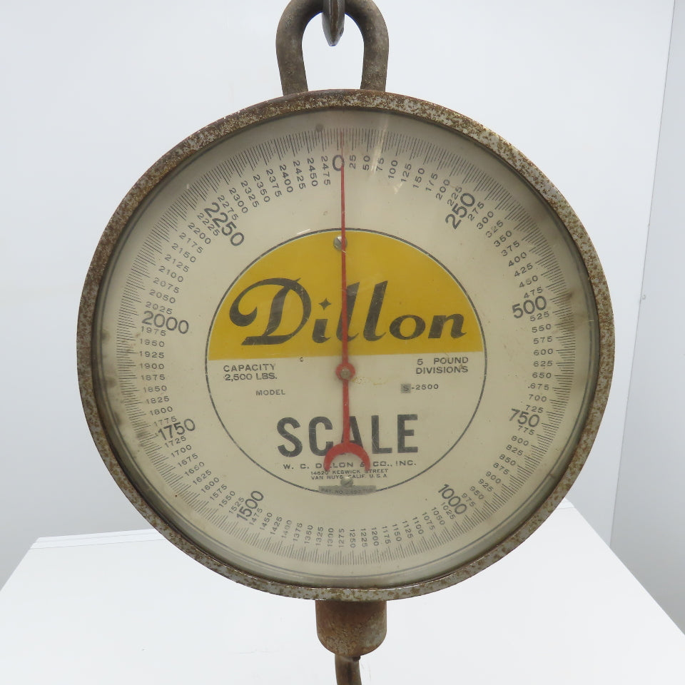 Dillon S-2500 0-2500Lbs Capacity Hanging Scale 5Lbs. Increments 16" Face Width
