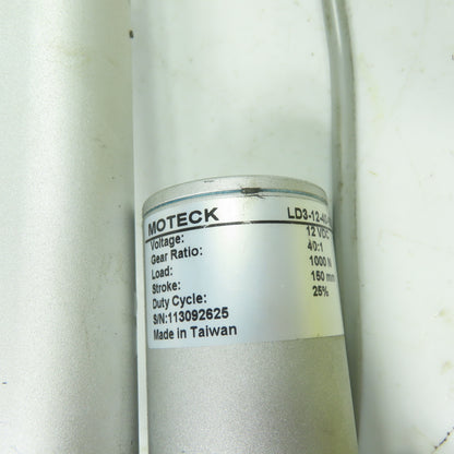Moteck LD3-12-40-150-IP65 Linear Actuator 24VDC 40:1Ratio 1000N Load 150mmStroke