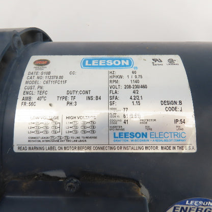 Morse 18GCT 30:1 Ratio Dual Output Gear Motor 38RPM 230/460V 3PH 1HP 3/4" Shaft