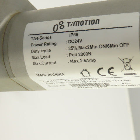 Timotion TA4-5H-254424-33230-1513-MP Series TA4 Linear Actuator 24VDC 2000N Pull