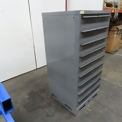Lista 9 Drawer Industrial Small Parts Tool Storage Cabinet 28 x 28 x 60" Painted