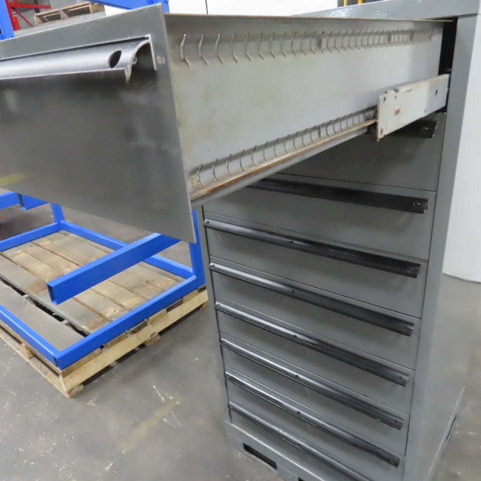 Lista 9 Drawer Industrial Small Parts Tool Storage Cabinet 28 x 28 x 60" Painted