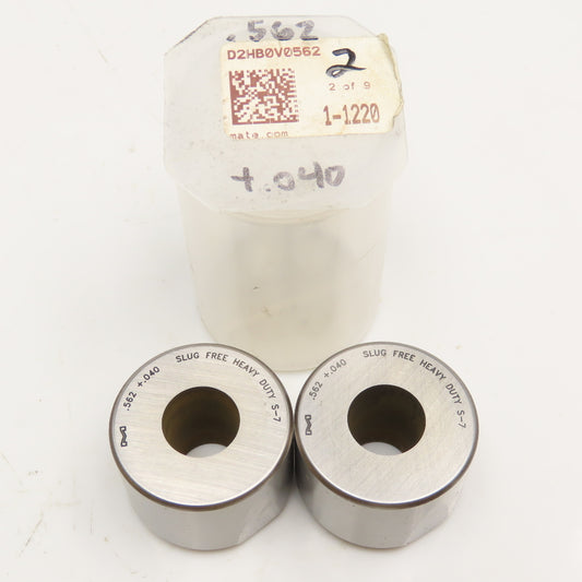 Mate Precision Tooling .562 +.040 Round Slug Free Heavy Duty S-7 Die Lot Of 2