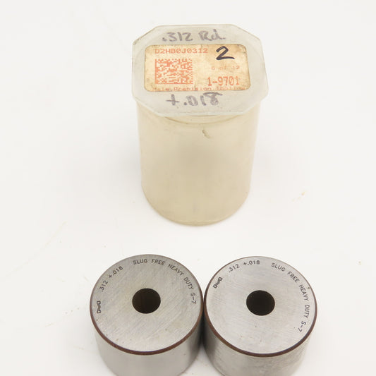 Mate Precision Tooling .312 +.018 Round Die Slug Free Heavy Duty S-7 Die Lot/ 2