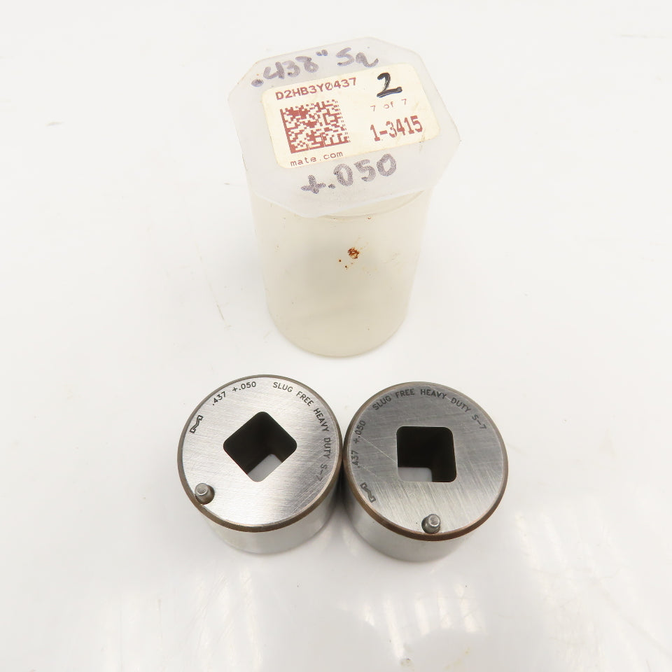 Mate Precision Tooling .437 +.050 Slug Free Heavy Duty S-7 Square Die Lot Of 2