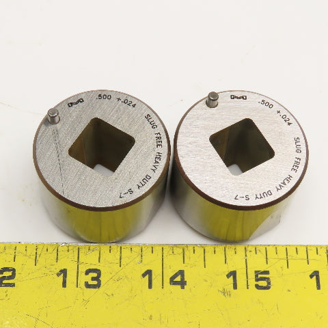 Mate Precision Tooling .500 +.024 Slug Free Heavy Duty S-7 Square Die Lot Of 2