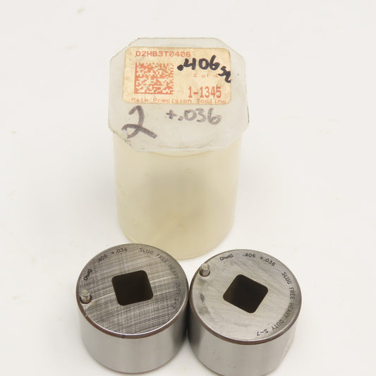 Mate Precision Tooling .406 +.036 Slug Free Heavy Duty S-7 Square Die Lot Of 2