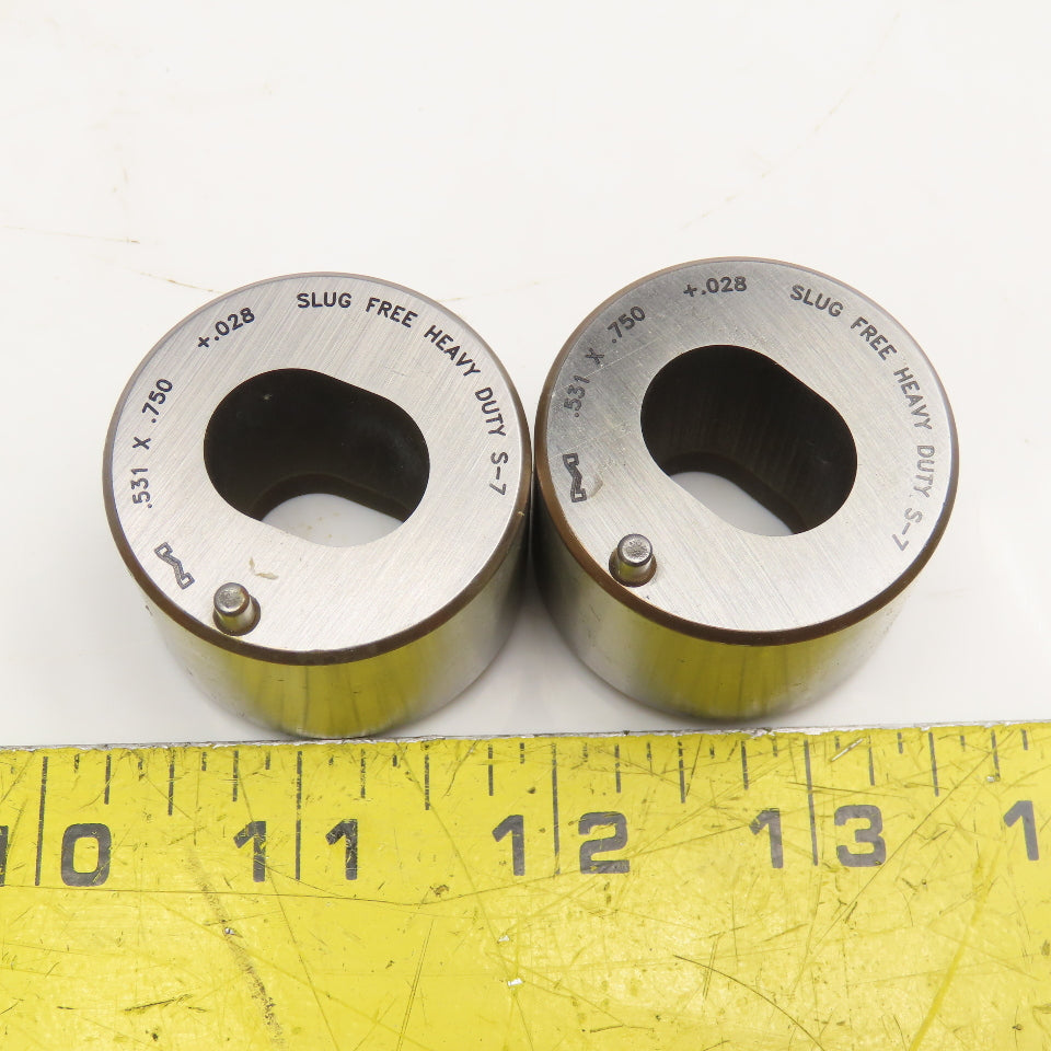 Mate Precision Tooling .531 x.750 +.028 Slug Free Heavy Duty Oblong Die Lot/2