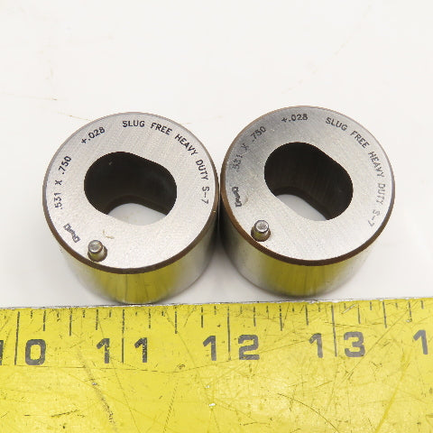 Mate Precision Tooling .531 x.750 +.028 Slug Free Heavy Duty Oblong Die Lot/2