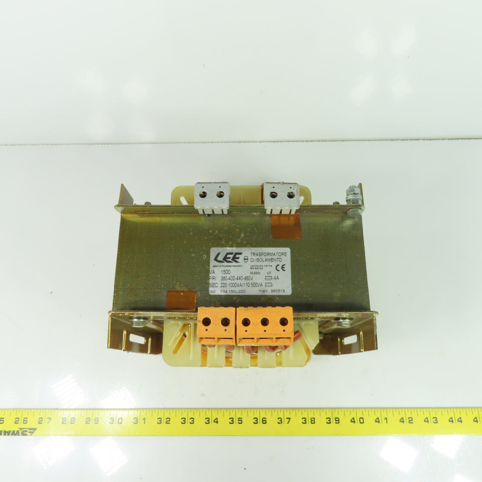 LEE EN60742 534.150U220 Transformer 380-400-440-460V Pri 220-110V Sec 1500VA