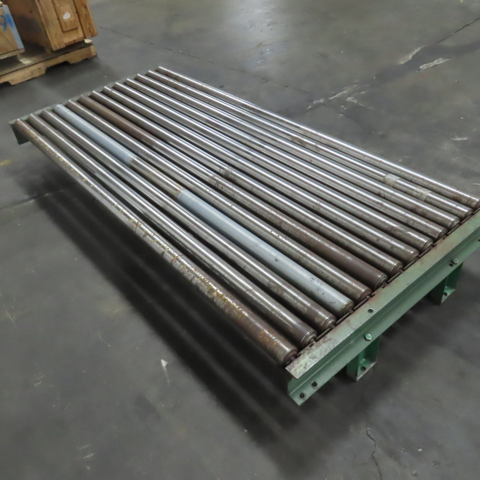 87-1/2" x 39" Heavy Duty Pallet Case Gravity Conveyor Section 83" BF 2.5" OD