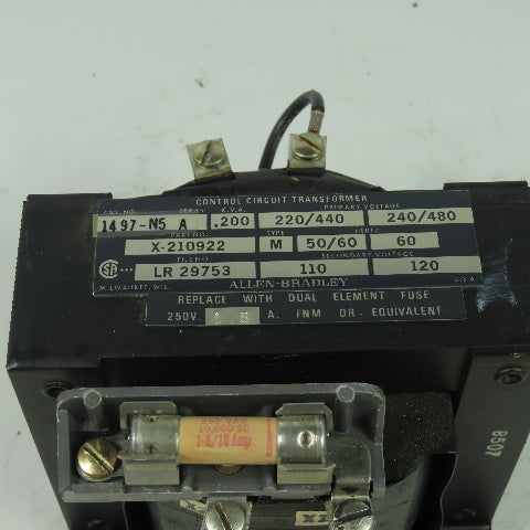 Allen Bradley 1497-N5 Ser A Transformer 220/440/480V Pri 110/220Sec .200KVA 1Ph