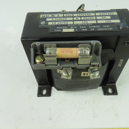 Allen Bradley 1497-N5 Ser A Transformer 220/440/480V Pri 110/220Sec .200KVA 1Ph