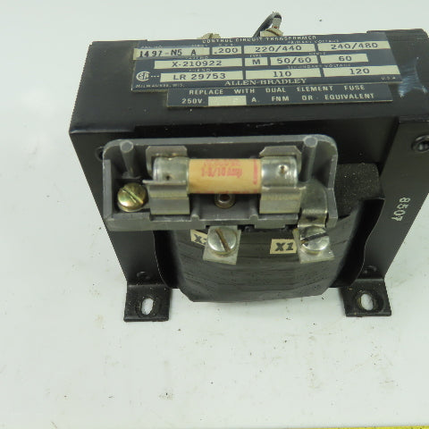 Allen Bradley 1497-N5 Ser A Transformer 220/440/480V Pri 110/220Sec .200KVA 1Ph