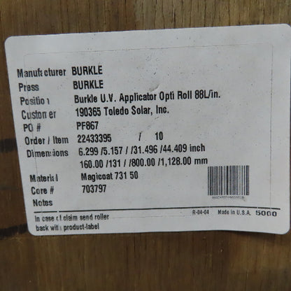 Bottcher 801mm W x 160mm" OD Burkle U.V. Applicator Roller Magicoat 731 50