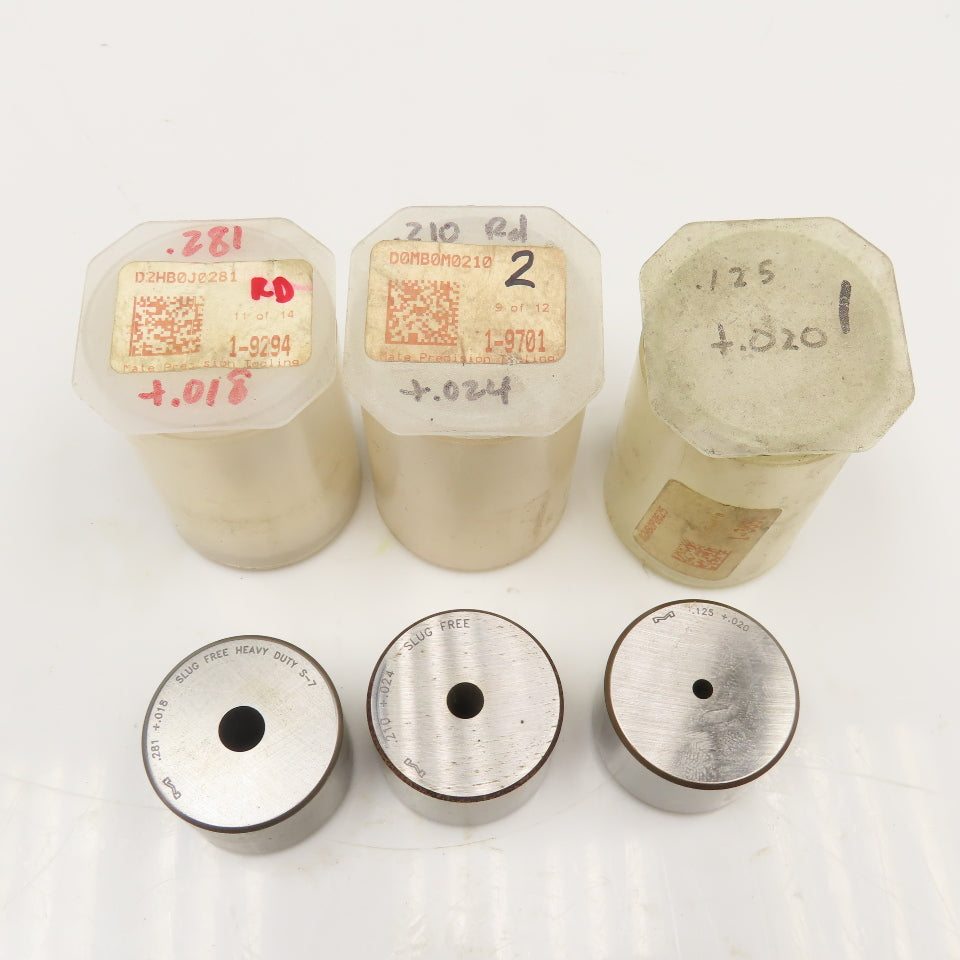 Mate Precision Tooling Misc. Round Dies .210 .281 .125 + Tol See Info Lot Of 3