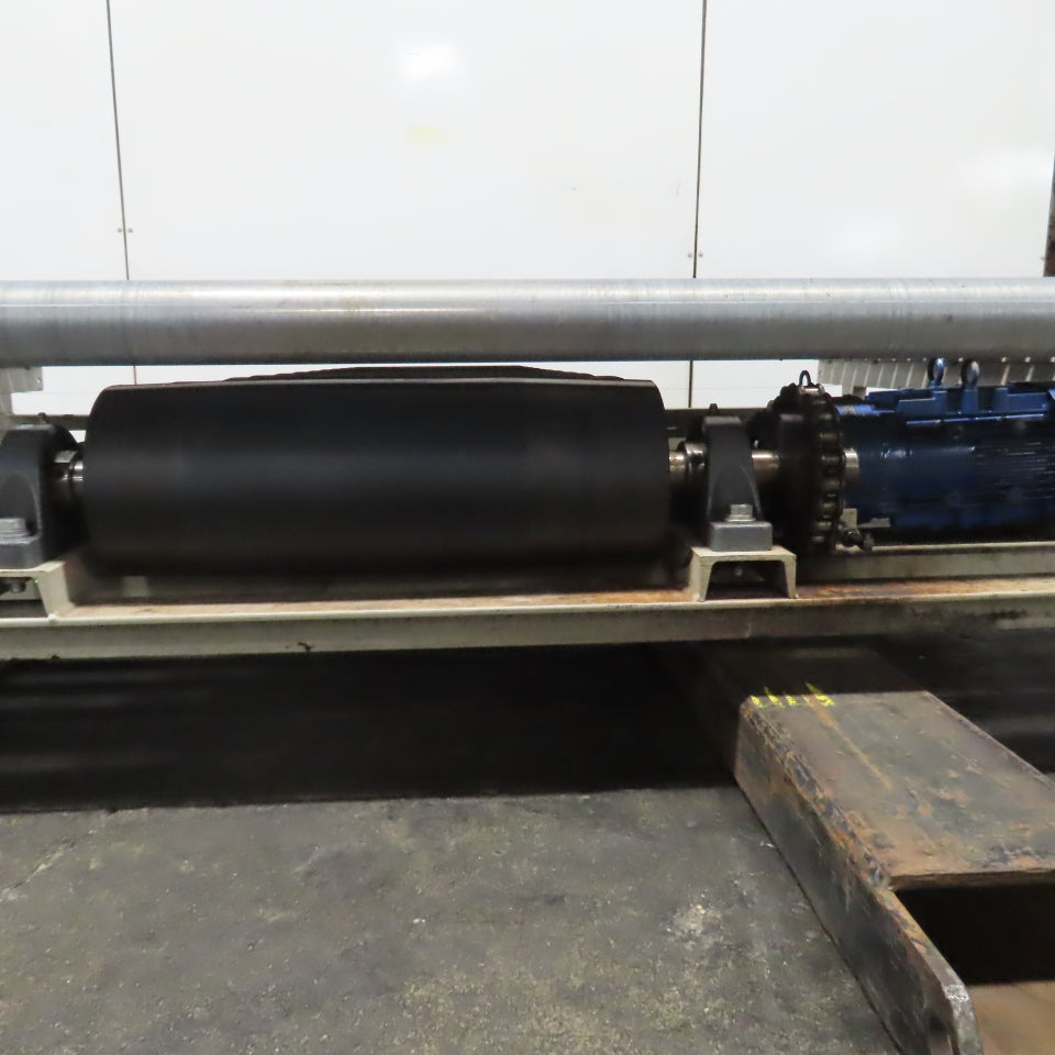 87-1/2" x 78" Belt Driven Power Roller Pallet Conveyor 2.5"OD 22FPM Needs Belt