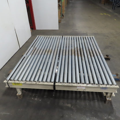 87-1/2" x 78" Belt Driven Power Roller Pallet Conveyor 2.5"OD 22FPM Needs Belt