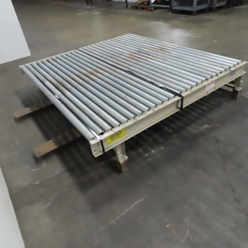 87-1/2" x 78" Belt Driven Power Roller Pallet Conveyor 2.5"OD 22FPM Needs Belt
