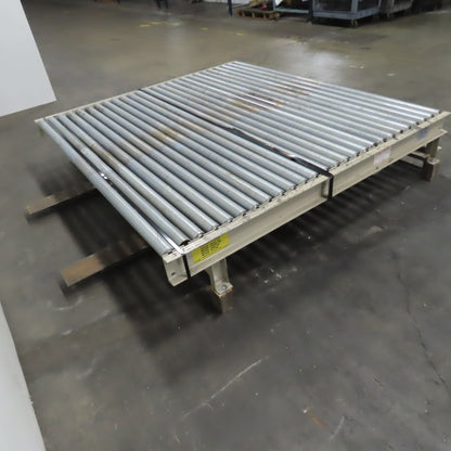 87-1/2" x 78" Belt Driven Power Roller Pallet Conveyor 2.5"OD 22FPM Needs Belt