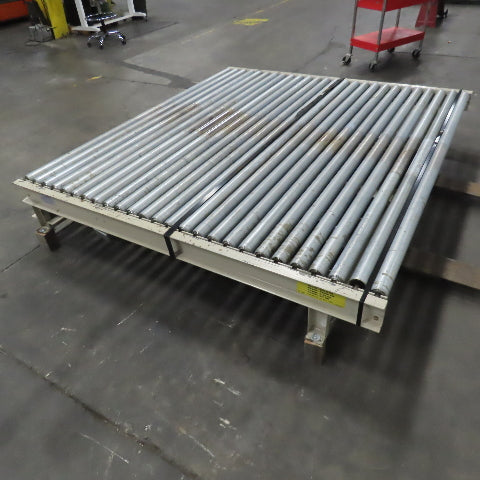 87-1/2" x 78" Belt Driven Power Roller Pallet Conveyor 2.5"OD 22FPM Needs Belt