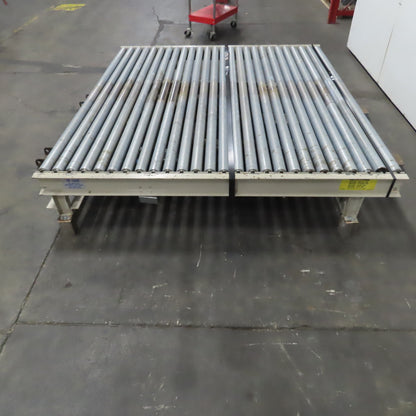 87-1/2" x 78" Belt Driven Power Roller Pallet Conveyor 2.5"OD 22FPM Needs Belt