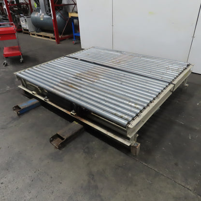 87-1/2" x 78" Belt Driven Power Roller Pallet Conveyor 2.5"OD 22FPM Needs Belt