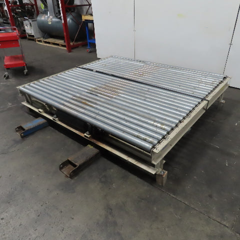 87-1/2" x 78" Belt Driven Power Roller Pallet Conveyor 2.5"OD 22FPM Needs Belt