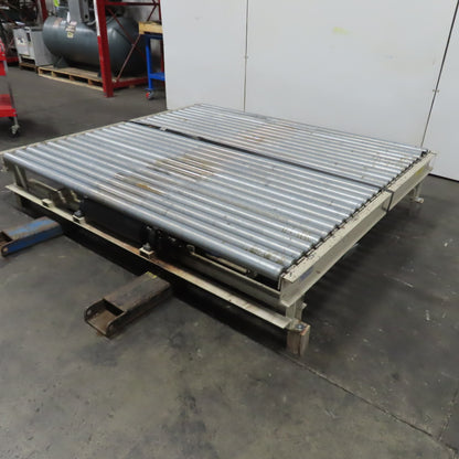 87-1/2" x 78" Belt Driven Power Roller Pallet Conveyor 2.5"OD 22FPM Needs Belt