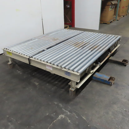 87-1/2" x 78" Belt Driven Power Roller Pallet Conveyor 2.5"OD 22FPM Needs Belt